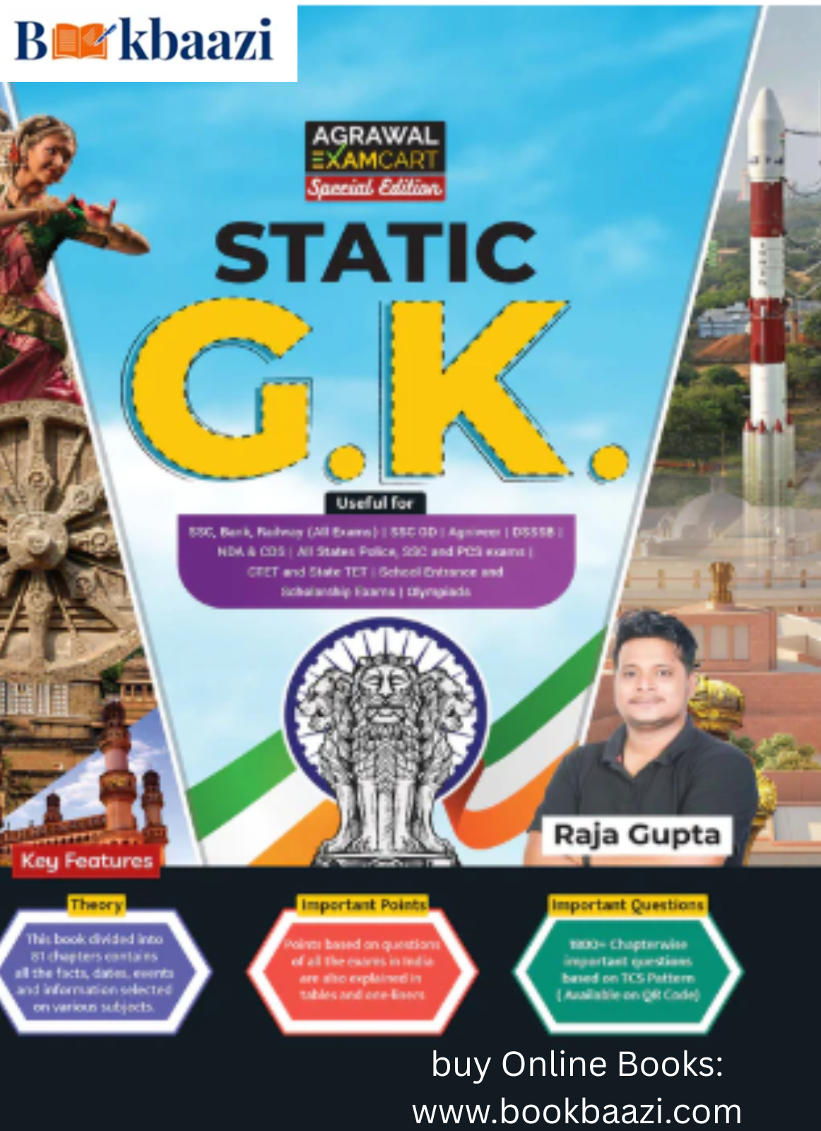 Agarwal Examcart Static GK book  By Raja Gupta For 2025 Exams in English Medium.
